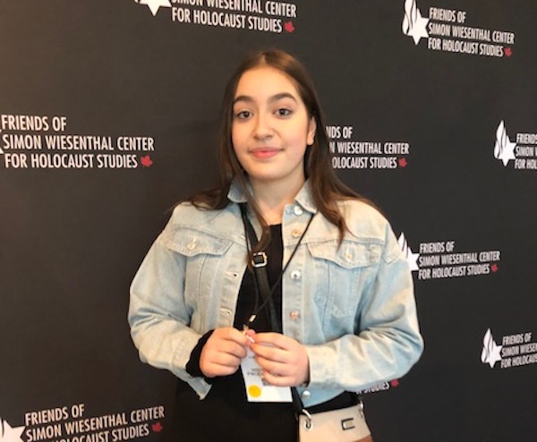 photo - Deema Abdel Hafeez placed third in the Friends of Simon Wiesenthal Centre for Holocaust Studies’ annual speech contest
