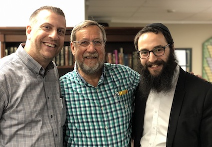 photo - Left to right: Mike Sachs, Dan Shmilovitch and Rabbi Levi Varnai at the Bayit’s Belong launch May 12