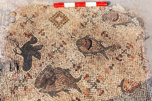 photo - Part of the mosaic revealed during the excavation of the “Burnt Church” in Hippos