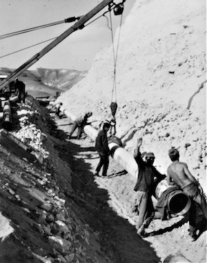 photo - The crew on which the author worked, building a pipeline that would take Dead Sea chemicals to a refinery in Tishlovet