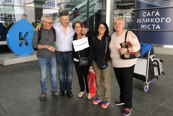 photo - Left to right: Lucien, Grisha, Carole, Leanne and Svetlana at the airport in Kiev, Ukraine