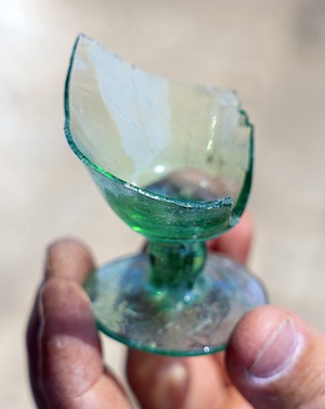 photo - One of the broken wine glasses found in Usha