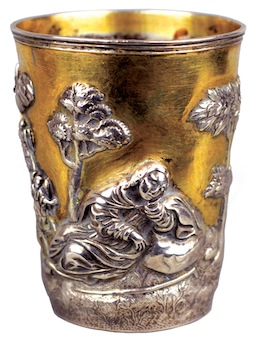 photo - The silver gilt kiddush cup adorned with the story of Jacob (Germany, 1757), acquired by Max Hahn in the early 1900s and confiscated by the Nazis in 1939, is the only piece of Hahn’s looted Judaica collection that has been restituted to date