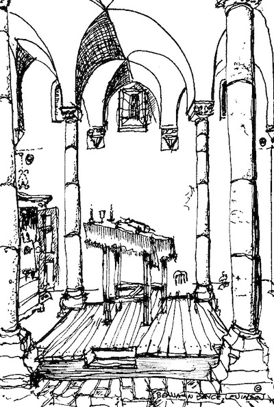 image - Synagogue at Tomar, Portugal. Sketch by Ben Levinson
