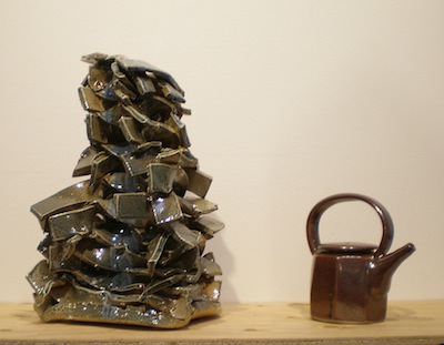 photo - On display are works he has made using a technique that creates dynamic, ribbon-like clay structures