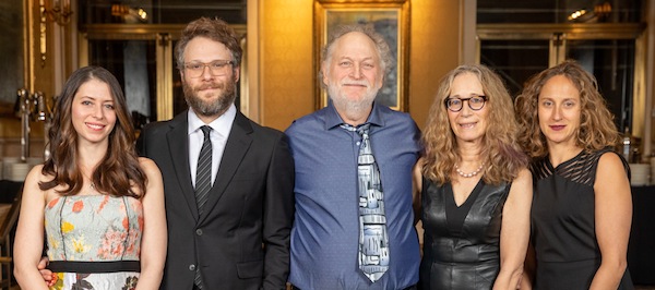 photo - Left to right: Lauren Miller Rogen, Seth Rogen, Mark Rogen, Sandy Rogen and Danya Rogen at the ceremony in New York City at which Mark and Seth were honoured with the Generation to Generation Activism Award from the Workmen’s Circle