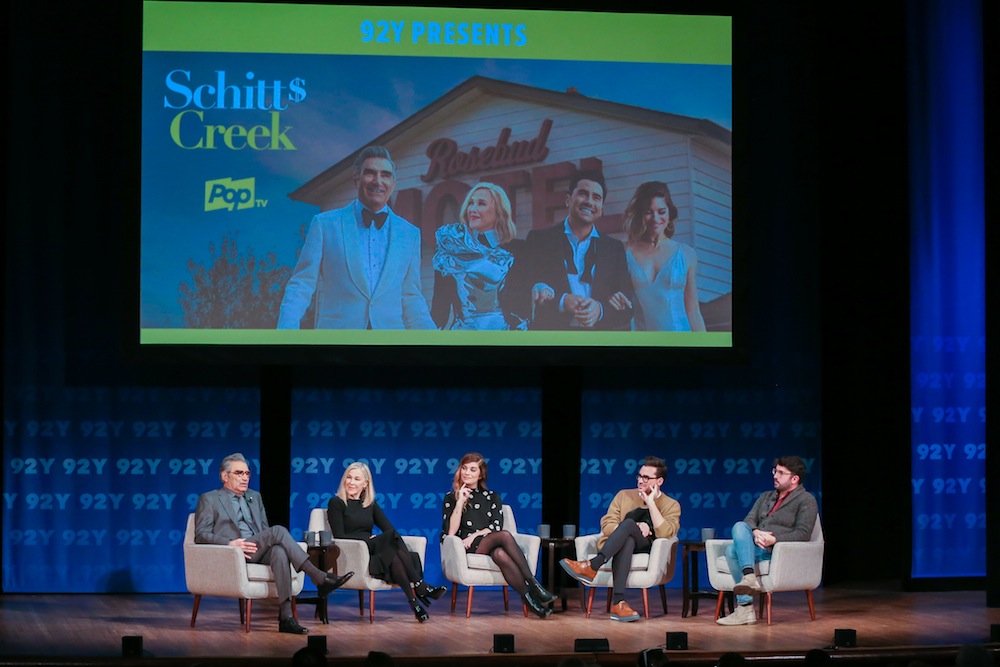 photo - Pop TV’s Schitt’s Creek: A Screening and Conversation featured, left to right, Eugene Levy, Catherine O’Hara, Daniel Levy and Annie Murphy, and was moderated by Vanity Fair’s Richard Lawson