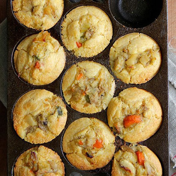 photo - Scott Hocker’s Chicken Pot Pie Cornbread Muffins. The recipe can easily be made kosher