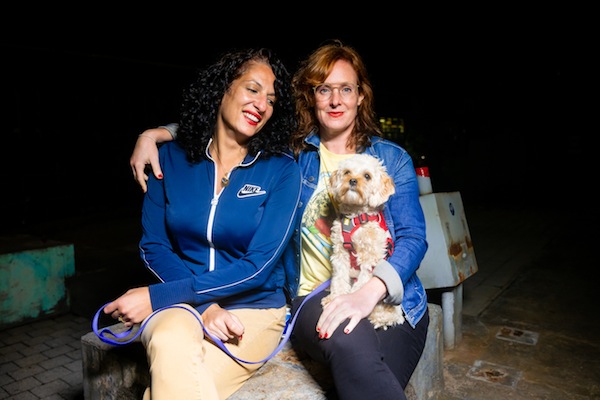 photo - Eman El-Husseini, left, and Jess Salomon with furry family member Esther Honey El-Husseini
