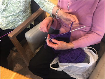 A scarf in progress at Legacy Senior Living (the Leo Wertman Residence)