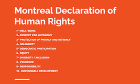 screenshot - In her presentation Nov. 19 at the Simces & Rabkin Family Dialogue on Human Rights, Dr. Rumman Chowdhury highlighted the 2006 Montreal Declaration of Human Rights.