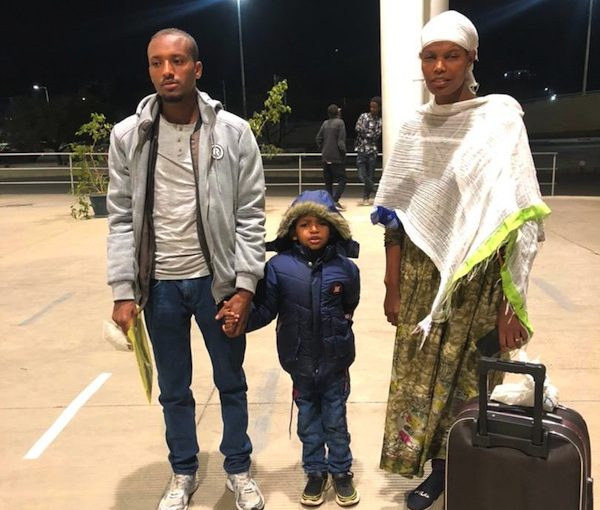 photo - Six-year-old Biniyam Tesfahun with his family shortly before being transported to Israel for heart surgery