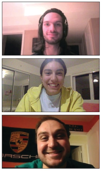 screenshots - From top: Concordia Student Union councilors Eduardo Malorni, Nicole Nashen and Harrison Kirshner spoke to the Independent via Zoom about the CSU’s apology to Jewish students