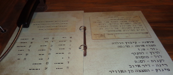 photo - A codebook for sending messages in the time of the siege of Jerusalem, on display at Shaar Hagai Heritage Museum. (photo from Shaar Hagai
