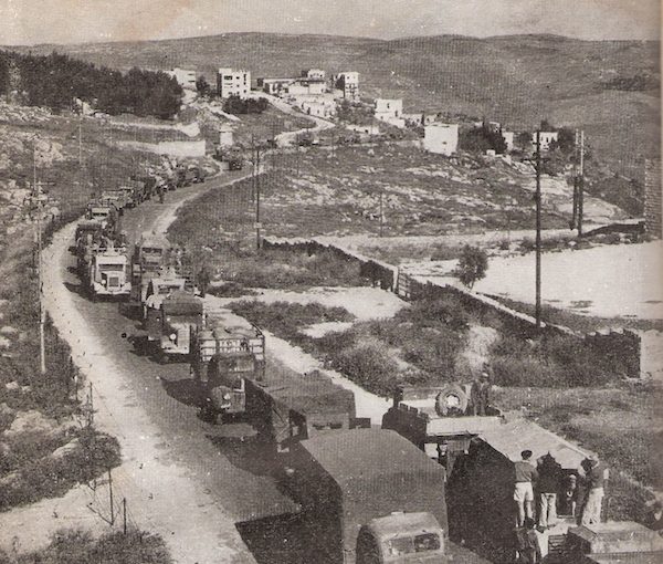 image - A supply convoy entering Jerusalem, 1948