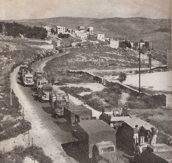 image - A supply convoy entering Jerusalem, 1948