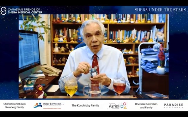 screenshot - Dr. Joe Schwarcz, director of the Office for Science and Society, McGill University, presented on The Chemistry of Wine and Its Many Benefits, at Canadian Friends of Sheba’s virtual event on May 2