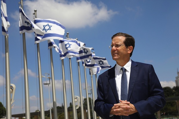 photo - Israeli President-elect Isaac “Bougie” Herzog outside the Knesset