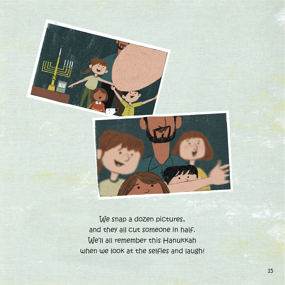image - A page from Hanukkah, Here I Come! (Grosset & Dunlap) by writer D.J. Steinberg and illustrator Sara Palacios