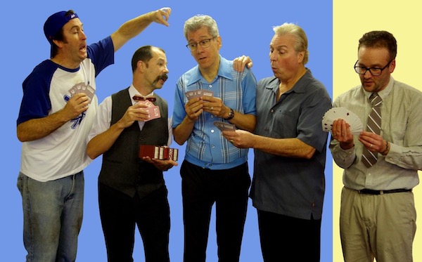 photo - Left to right: Rob Stover, Kimball Finigan, Adam Abrams, Michael S. Weir and Adrian Maxwell in Metro Theatre Vancouver’s The Odd Couple