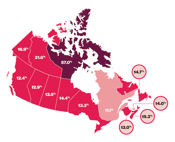 image - Food insecurity by province or territory, using data from Statistics Canada’s Canadian Community Health Survey, 2017-18