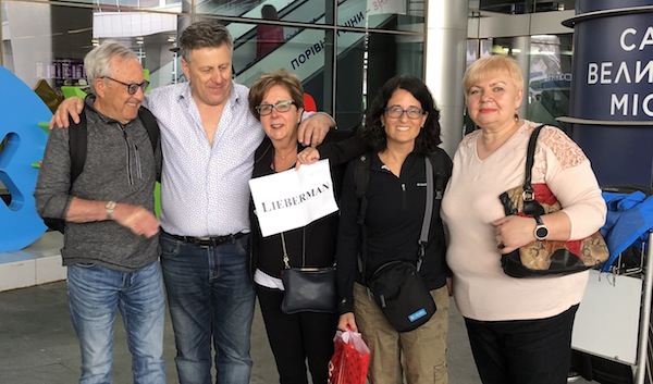 photo - Left to right: Lucien, Grisha, Carole, Leanne and Svetlana at the airport in Kyiv, Ukraine, in 2019