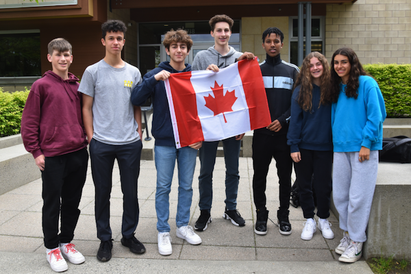 photo - Left to right: Emmett Simkin, Max Koenigbaur, Zachary Bordan, Joseph Gabay, Ezra Heayie, Sierra Brosgall and Ziv David