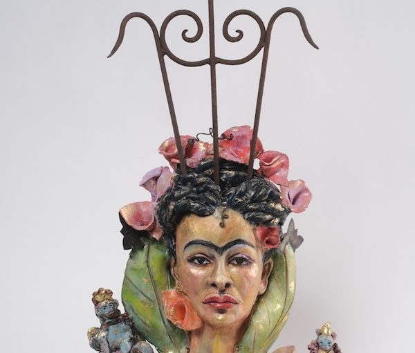 photo - “She Was Like a Walking Flower, Centred by a Rod of Steel,” by Suzy Birstein, inspired by Frida Kahlo’s “Self-Portrait with Thorn Necklace and Hummingbird, 1940”