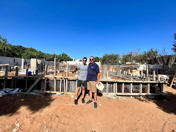 photo - Mike Averbach, left, and Michael Sachs at the construction site of the Vancouver/Winnipeg-supported women’s shelter in Israel