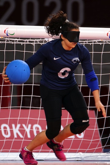 photo - Goalball player Lihi Ben David in action at the Toyko Paralympic Games in 2020