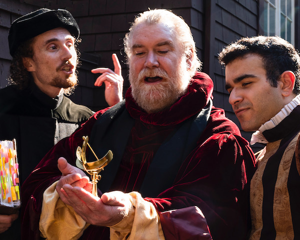 photo - Left to right: Misha Kobiliansky (Luther), Matthew Bissett (Faustus) and Dylan Nouri (Hamlet) in United Players’ production of Wittenberg, which is at Jericho Arts Centre Nov. 11-Dec. 4