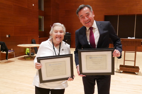 photo - Gloria Levi and Michael Lee were honoured by Jewish Seniors Alliance for their contributions to the well-being of seniors in the community, as was Dolores Luber
