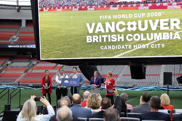 photo - Province of Government announcement: The 2026 World Cup will be played in Canada and Vancouver will be a host city.