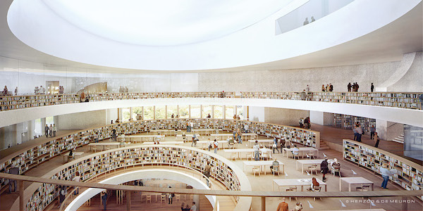 photo - The National Library of Israel’s reading “room” has three levels