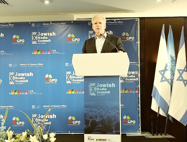 photo - Author and former politician Michael Oren addresses the Jewish Media Summit, which took place in Jerusalem Dec. 19-22