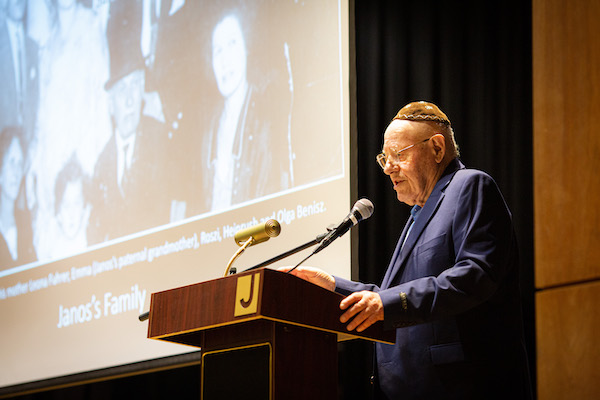 photo - At the community’s commemoration of Yom Hashoah, child survivor Janos Benisz spoke about his experiences during the Holocaust