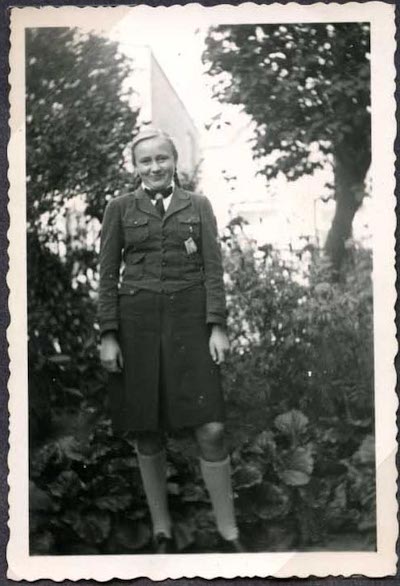 photo - Photograph of a girl wearing the uniform of the League of German Girls, circa 1940. Donated by Peter N. Moogk