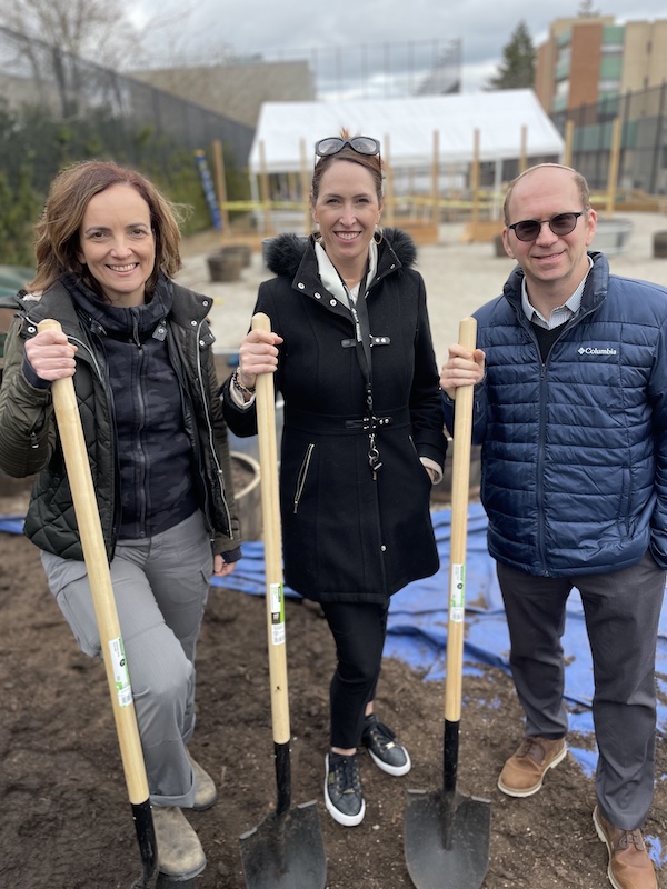 photo - Left to right: Tanja Demajo (Jewish Family Services), Emily Greenberg (Vancouver Talmud Torah) and Rabbi Jonathan Infeld (Congregation Beth Israel) contributed leadership and labour to the new Vancouver Jewish Community Garden, a joint initiative of their respective organizations. The community is invited to an open house May 28
