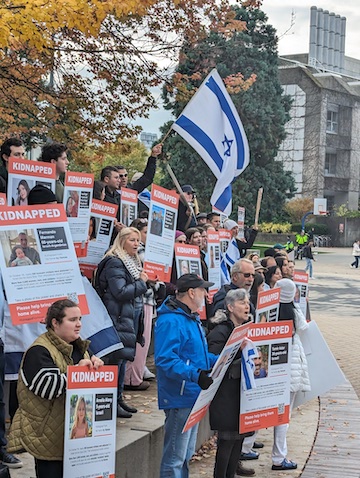 photo - Jewish students and their supporters at the University of British Columbia on Nov. 1