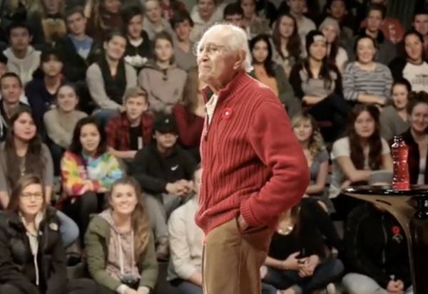 screenshot - The documentary shows Peter Gary, a Holocaust survivor, speaking to high school students about his experiences