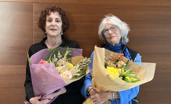 photo - Jewish Seniors Alliance honoured volunteers Merle Linde, left, and Gyda Chud for their many years of service