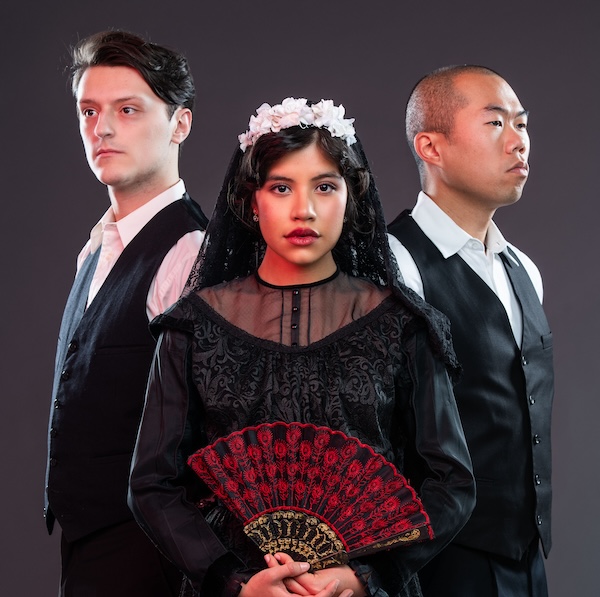 photo - Left to right, Caylen Creative, Michelle Avila Navarro and Terrence Zhou co-star in Studio 58’s production of Blood Wedding