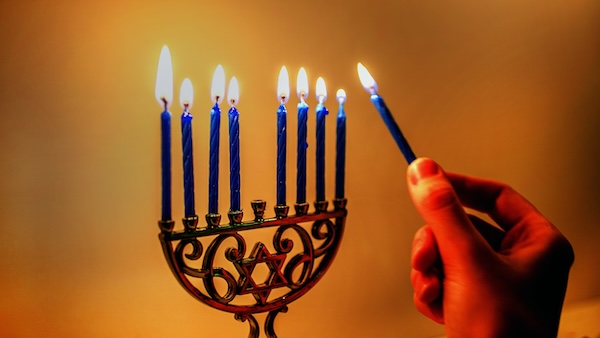 photo - Hanukkah candles being lit