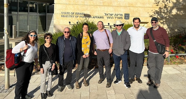 photo - Left to right: Rabbis Susan Tendler, Hannah Dresner, Philip Bregman, Carey Brown, Andrew Rosenblatt, Jonathan Infeld, Philip Gibbs and Dan Moskovitz in Israel last month