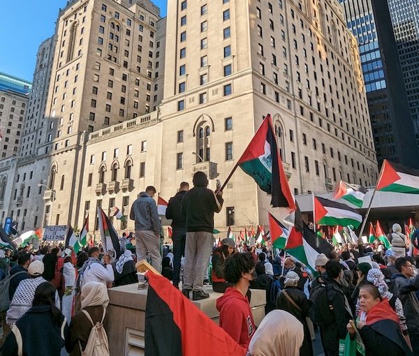 photo - A “Toronto for Palestine” protest Oct. 28, 2023. In the last six months, across Canada, such protests have often featured calls for violence against or the death of Jews