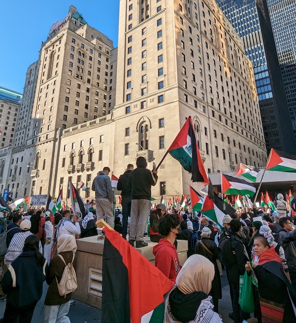 photo - A “Toronto for Palestine” protest Oct. 28, 2023. In the last six months, across Canada, such protests have often featured calls for violence against or the death of Jews