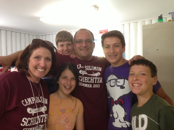 photo - Lisa and Andrew Altow with their family on visitors day at Camp Solomon Schechter in 2013