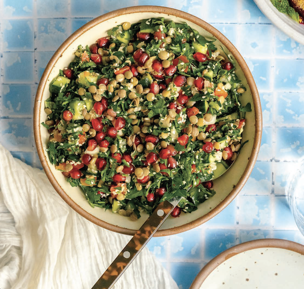 photo - Micah Siva’s Pomegranate Lentil Tabbouleh, the recipe for which is in her book NOSH