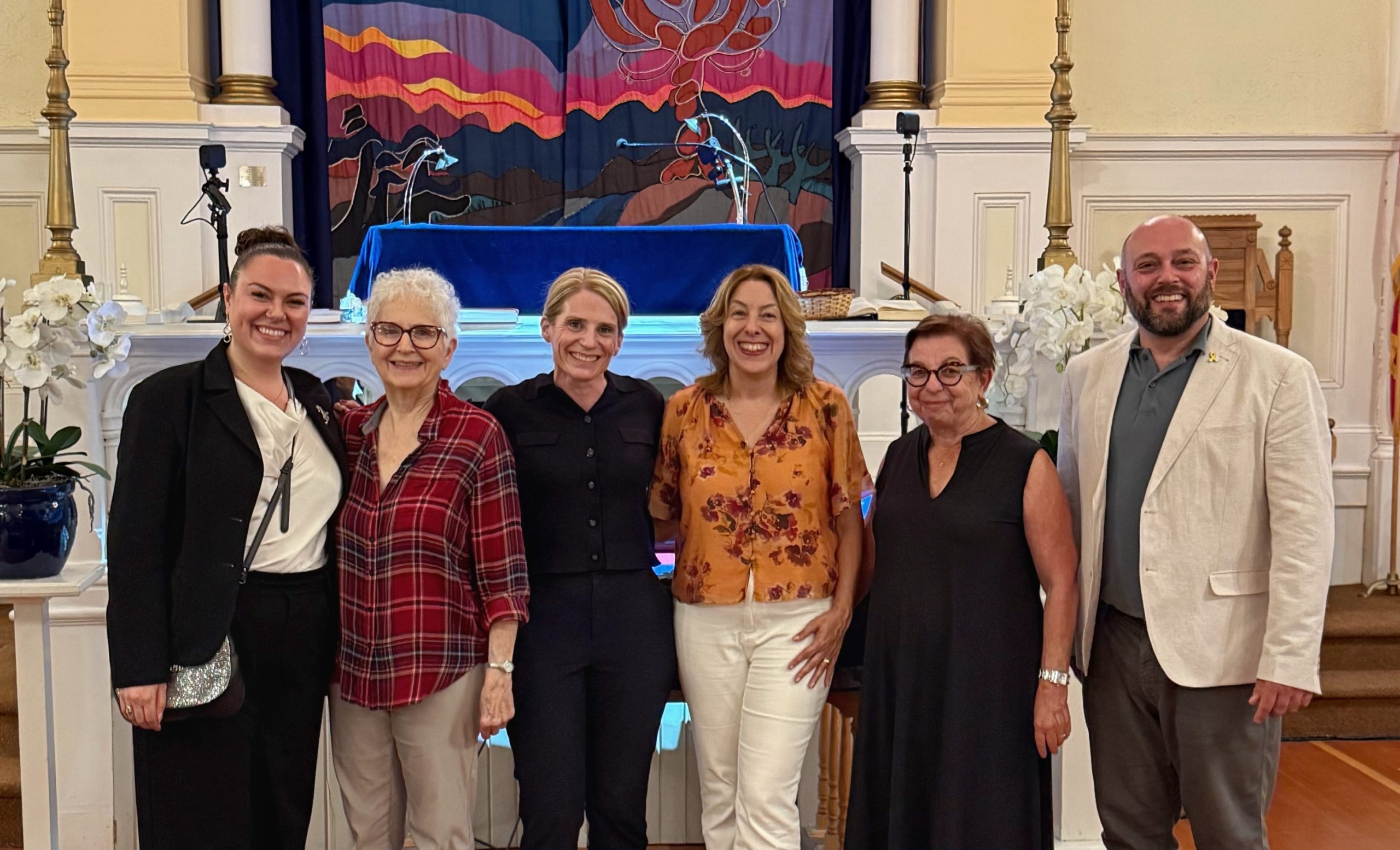 photo - Left to right: Emily Bonnell-Marcus (Friends of Simon Wiesenthal Centre), Zelda Dean (Emanu-El), Johanna Herman (FSWC), April Nowell (Jewish Federation of Victoria and Vancouver Island), Frances Grunberg (JFVVI) and Jaime Stein (FSWC, Western Canada)