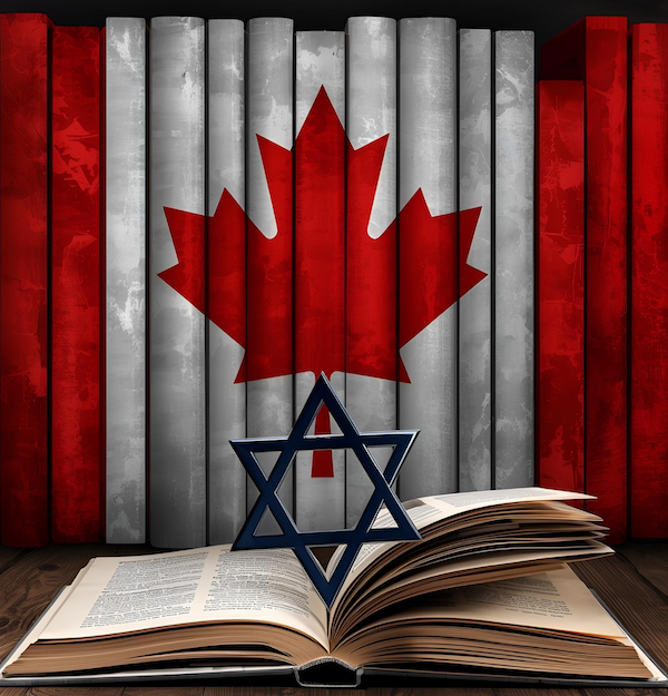 image - book, Magen David and Canadian flag